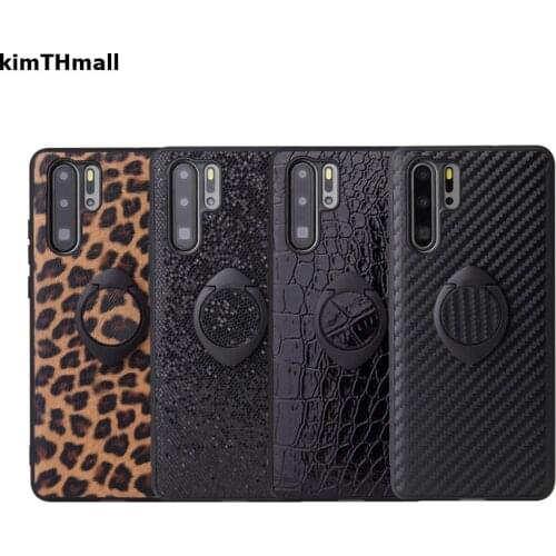 Case For Huawei P30 Cover P30 Pro case Magnet Finger ring Stand leopard leather Glitter case for Huawei P30 lite case kimTHmall