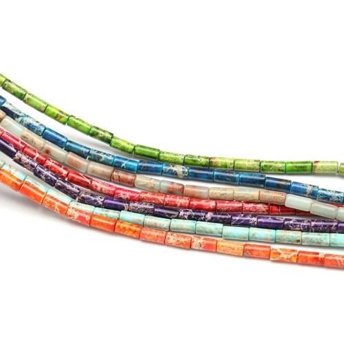 Cylindrical Natural Stone Beads Emperor Stones Loose Stone Bead for Bracelet Necklace Jewelry Making DIY Size 4x7mm