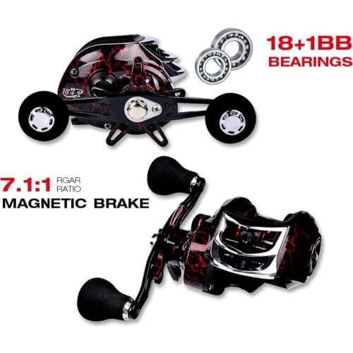 Fishing Reel Bait 7.1:1 Baitcasting Casting Reels Metal Fishing Reel Aluminum Alloy 18+1BB Spool 10KG Max Drag X239G