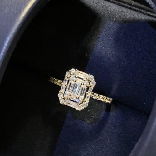 High Quality 925 Sterling Silver Square Cut Ring Engagement Wedding Rings For Women Finger Jewelry