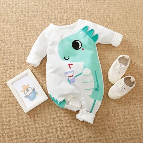 2021 Spring Autumn Newborn Baby Boy Clothes Cotton Romper Unisex Jumpsuit Long Sleeve Overalls Dinosaur Clothing 0-1 Years Old