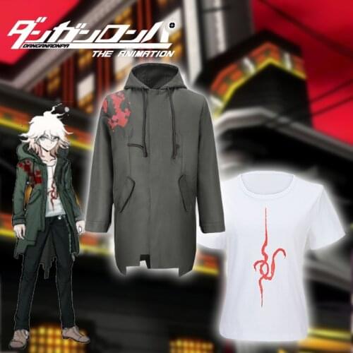 Anime Super Danganronpa 2 Nagito Komaeda Nagito Cosplay Costume Adult Hoodies Army Green Zipper Jacket T-Shirt Pants Halloween