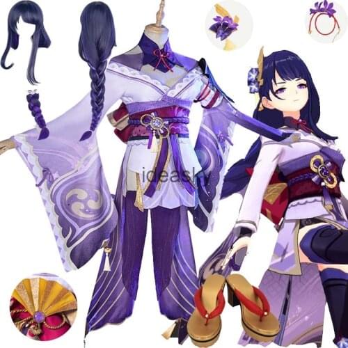 Anime Game Genshin Impact Shogun Raiden Cosplay Costume Baal Genshin Cosplay Wig shoes Kimono Suits Sexy Women Uniform Dress