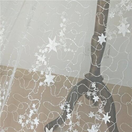 Stars Lace Fabric, Sequined Stars Tulle Fabric For Party Dress, Girl Dress, Veil, Baby Dress