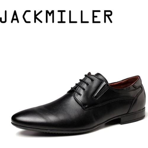 Jackmiller Top Brand Spring Autumn Mens Dress Shoes New Arrival Lace-Up Classic Men Shoes Pointed Toe Color Black Size 39-44