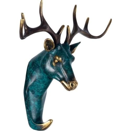 Wall-mounted Copper Coat and Hat Hooks, Hanger,Animal Head Horn Multiple Purpose Wall hook,Decoration Artwork