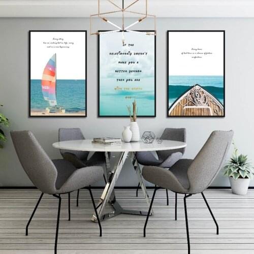 Nordic Style Small Fresh Seascape Canvas Painting Posters Blue Sea Sailboat Prints Wall Pictures For Living Room Home Decor
