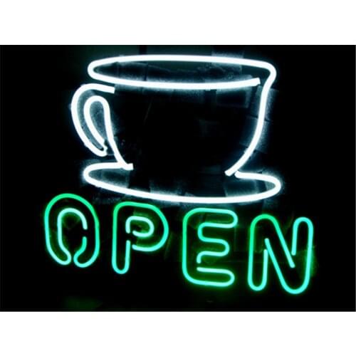 NEON SIGN For COFFEE SHOP OPEN Signboard REAL GLASS BEER BAR PUB display christmas Light Signs 17*14"