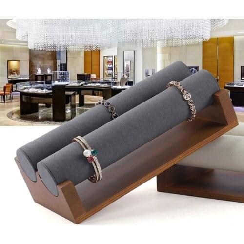 New High-end Wooden Jewelry Display Case Microfiber Jewelry Stand Necklace Bracelet Display with Jewelry Display Case Holder