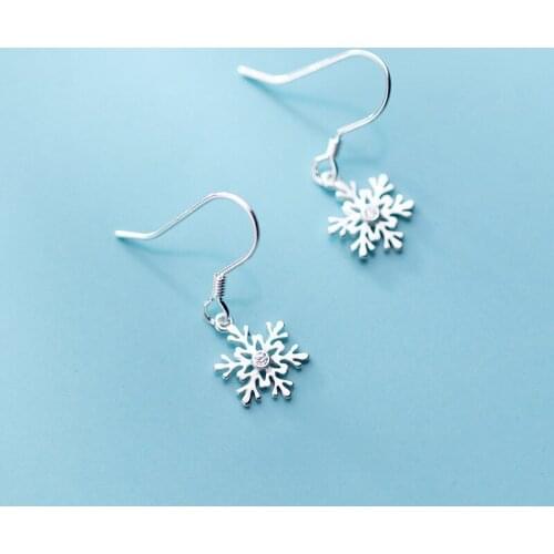 Authentic 100% Real 100% 925 Sterling Silver fine Jewelry Snowflake Hook Earrings dangle with zirconia GTLE2456