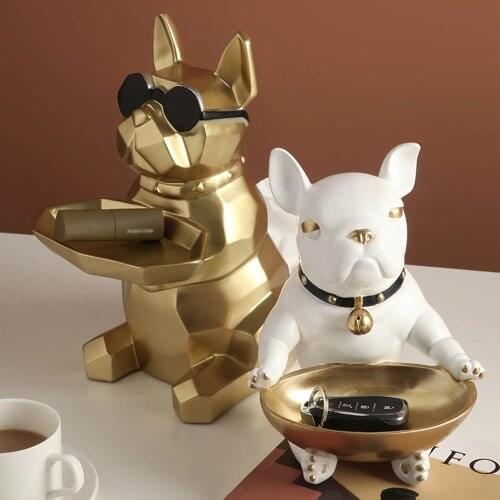 French Fighting Dog Storage Tray Ornament Creative Aniaml Tray Living Room Office Home Desktop Organizer Decoration Furnishings