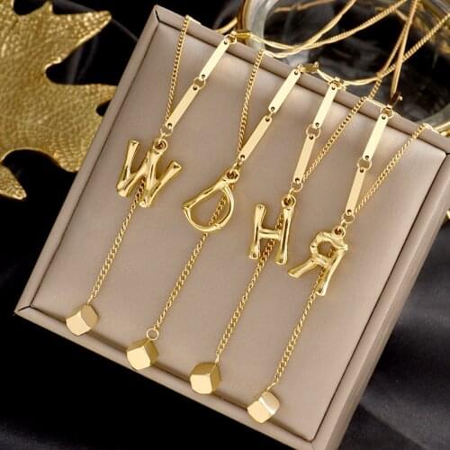 Inserts Stainless steel 26 letters charm necklace New fashion pendant beautiful jewelry nice gift for women No fading