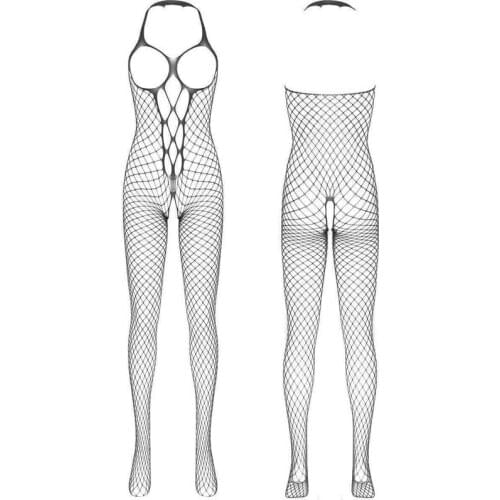 Sexy Open Cup Mesh Crotchless Body Stockings Babydoll Bodystocking Sleepwear Erotic Women Lingerie
