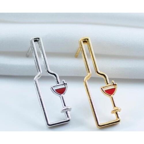 Fashion Metal Wine Bottle Drop Earrings Gold Color Hollow Geometric Party Personality Statement Earrings Simple Jewelry #273513