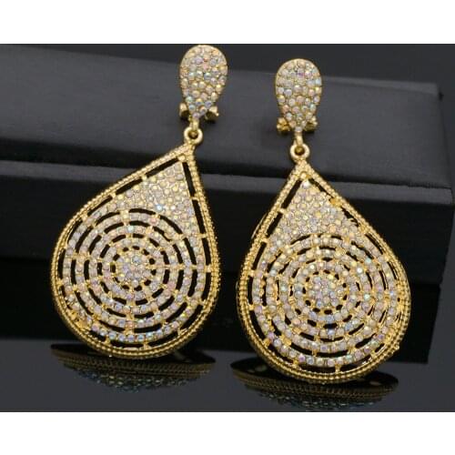 Wedding Bridal Drop Fashion Earrings For Women Silver Color Round Love Dangle Party Big Crystal Earrings Jewelry