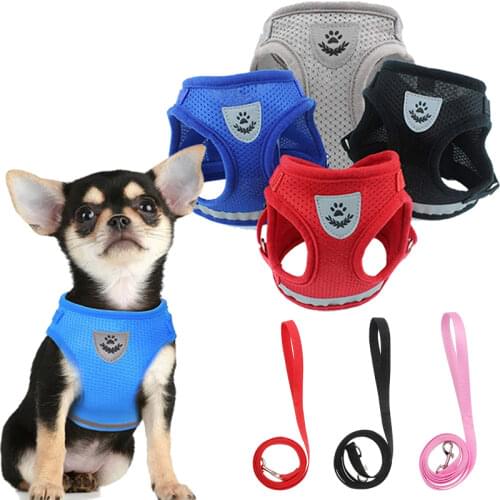 Dog Cat Accessories Reflective Pet Harness and Leash Set Dog Clothes Breathable Vest for Puppy Medium Dogs Chihuahua Bulldog
