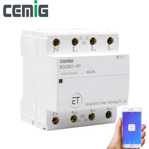 WiFi Intelligent Circuit Breaker Relay Type 4P Din Rail Remote Control By eWeLink APP Smart Home Compatible With Alexa Google