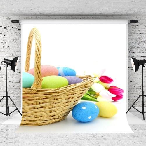 VinylBDS 5X7FT easter photography backdrops Egg hay flowers backdrops Children Backgrounds For Photo Studio