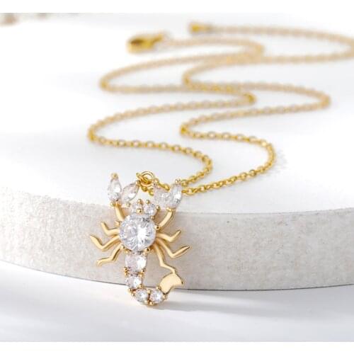 Gothic Animal Scorpion CZ Pendant Necklaces For Women Creative Gold Silver Color Clavicle Chain Punk Hip Hop Necklace Jewelry