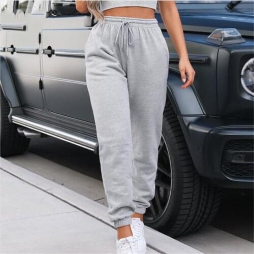 Womens Solid Sweatpants Drawstring Jogger Sweat Pants Cinch Bottom Casual Elastic High Waist Workout Trousers Lounge Trousers