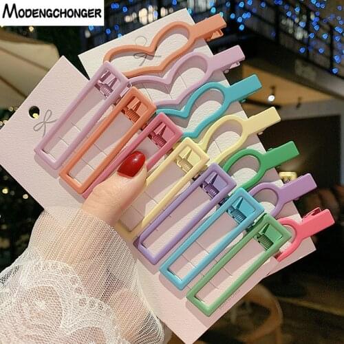 1Set New Elegant Cute Frosted Hairpin Ornament Korean Geometric Bang Clip Duckbill Pin For Woman Girl Headdress Hair Accessories