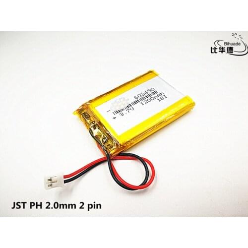1pcs/lot JST PH 2.0mm 2 pi Good Qulity 3.7V,1200mAH,603450 Polymer lithium ion / Li-ion battery for TOY,POWER BANK,GPS,mp3,mp4