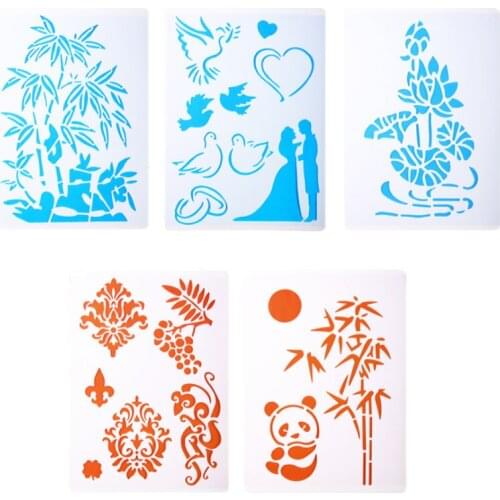 1pc Panda Bamboo Flower Stencil DIY Walls Layering Painting Template Decoration Scrapbooking Embossing Supplies
