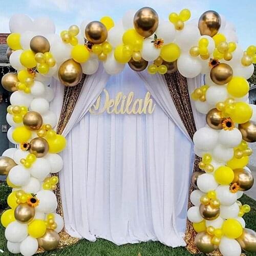 112pcs Yellow White Gold Balloon Garland Arch Kit For Baby Shower Honeybee theme Party Wedding Birthday Party Decorations Globos