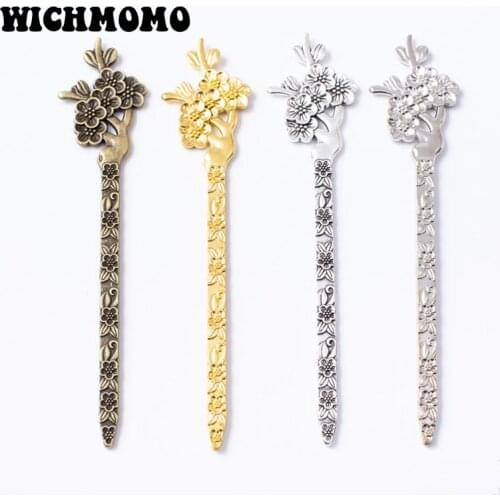 2020 New Fashion 2pcs 132*28MM Retro Zinc Alloy 3 Colors Hairpin Bookmark Pendant for Diy Jewelry Making Accessories
