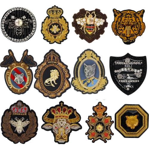 Embroidery Metal Bee Lion Foxes Patches for Clothing Appliques Badge Sew on Clothes DIY Apparel Bags Shoes Craft 5pc TH2127