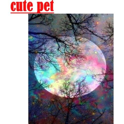 5D living room diamond embroidery Color Moon Decorative painting artwork diy square drill round diamond Mosaic embroidery