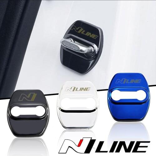 4pcs Stainless steel Car Door Lock car accessories for Hyundai n nline tucson kona sonata veloster i30 i20 n elantra Car sticker