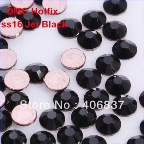 Free Shipping! 1440pcs/Lot, ss16 (3.8-4.0mm) High Quality DMC Black Iron On Rhinestones / Hot fix Rhinestones
