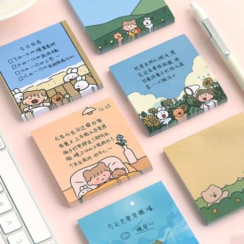 Mohamm 60 Sheets Cute Sticky Note Memo Note Pads Stationary School Supplies