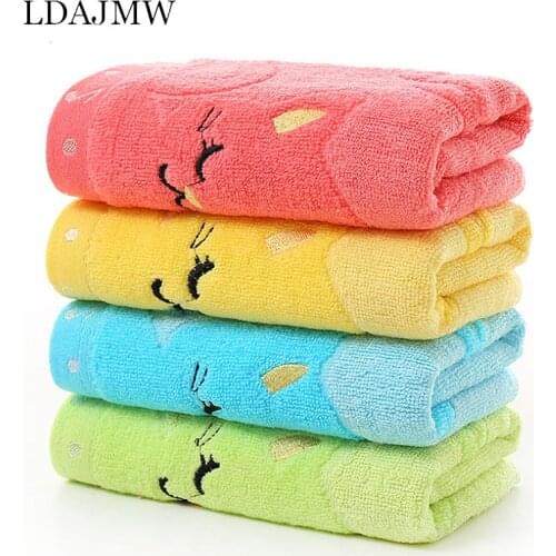 Bamboo Fiber Childrens Towel Solid Color Note Pattern Cartoon Cat Baby Towel Comfortable Harmless Toiletries