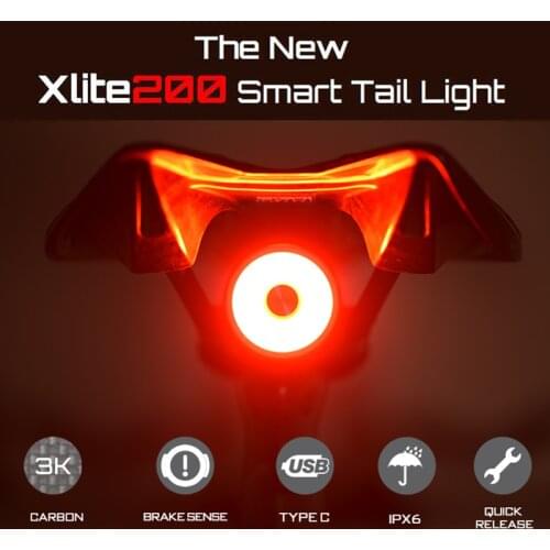 Enfitnix Xlite200 Smart Tail Light Cycling Automatic Brake Rear Light Carbon Fiber Lightweight Bright Led Warning Bike Light