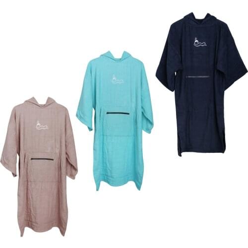 Women Men Changing Robe Towel Bath Hooded Beach Towel Poncho Bathrobe Towel