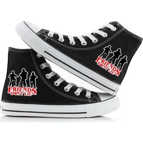 Stranger Things Canvas Shoes Men Women Girl Causal Wear High Heel Lace Up Spring Sneakers Shoes 2021 Print Vulcanized Espadrille