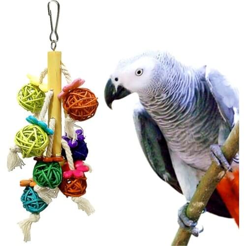 Parrot Bird Chewing Toys Natural Rattan Ball Cage Toy Preening Toy for Parrot Budgie Parakeet Cockatiel Conure Lovebird Finch