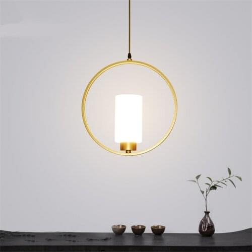 Chinese Ring Gold Small Pendant Lights Modern Bedroom Dining Corridor Lamp Bar Table Tea Room Reading Hanging Lights Fixtures