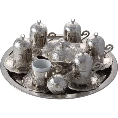 Arsal Six Person Ottoman Tugra Pleasure 2 Different Color Option Coffee Set 226