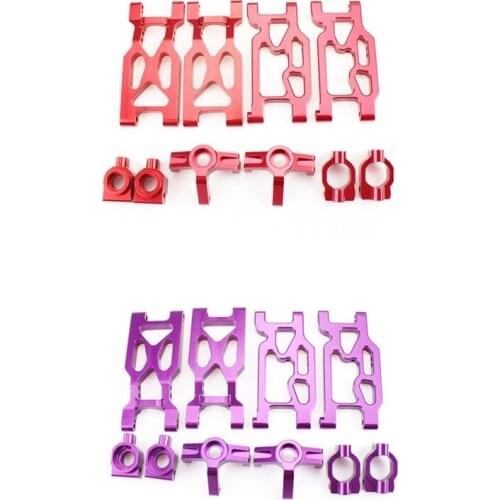 10 Pcs Aluminum Alloy Front Rear Suspension Arm Steering Cup Set for Wltoys 104001 1/10 RC Car Upgrade Parts