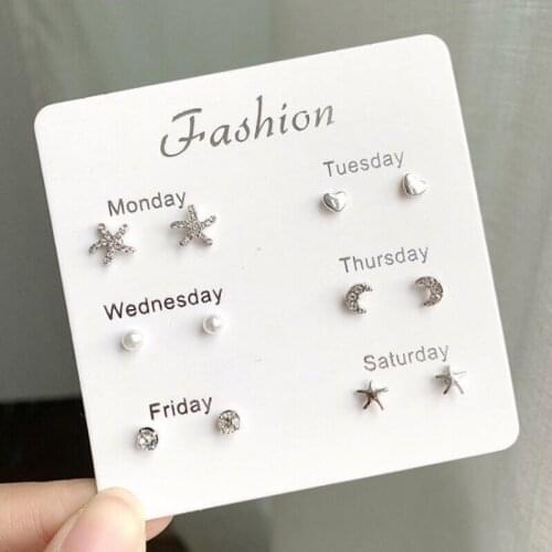 Hot 6 pairs/set Women Crystal Simulated Pearl Earrings Set Jewelry Accessories Piercing Ball Stud Earring kit Bijouteria Brincos