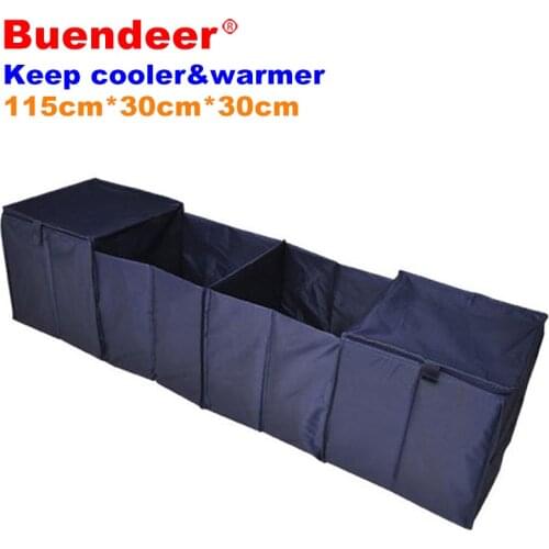 Buendeer Car Organizer Container Multi Compartments Storage Basket 4 Grid 600D Keep Cooler & Warmer Bags Foldable Stowing Box
