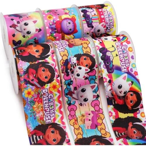 3 Inch 50 yard Roll Cartoon Printed Grosgrain Ribbon Dif Craft Supplier 51197