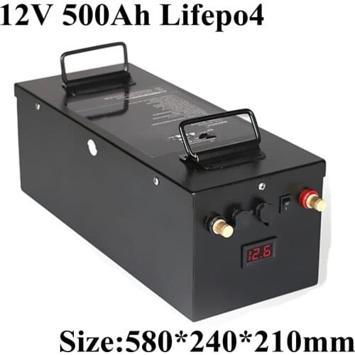 Deep cycle 12V 500Ah 600Ah Lifepo4 lithium battery 12V BMS 4S for solar Storage inverter RV caravans electric boat+20A charger
