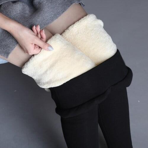 ATHVOTAR Fashion Hight Waist Winter Women Pantss Lamb Wool Leggings Women Comfortable Solid Color Warm Leggings