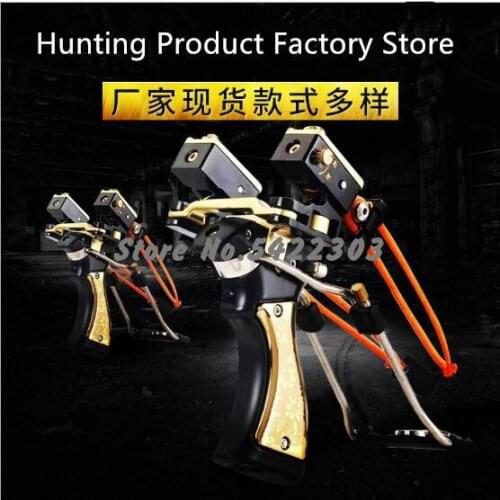 Powerful Professional Adjustable Stainless Hunting With Spring High Rubber Catapult Powerful Black Dogs Slingshot Hunt