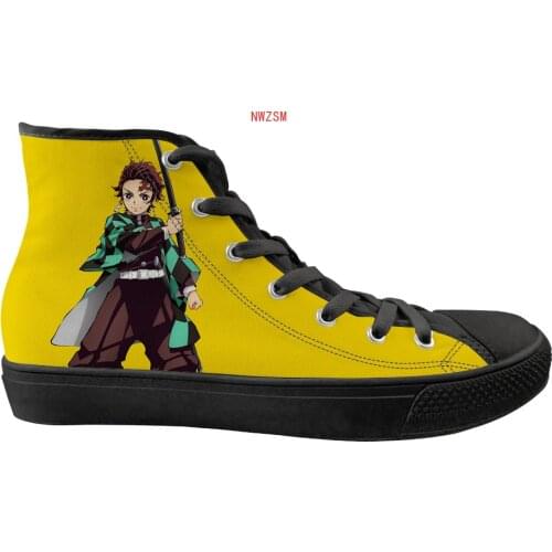 Men and women Kimetsu no Yaiba shoes canvas shoes high-top basketball shoes Demon Slayer Kamado Tanjirou Jerseys shoes Cosplay