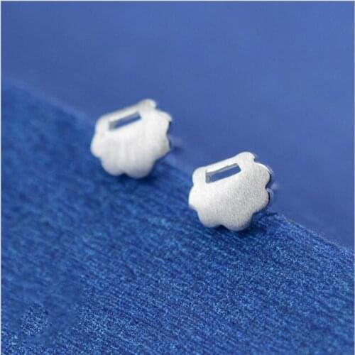 New Fashion 925 Sterling Silver Jewelry Personality Creative Drawing Silk Hollow Safe Lock Simple Female Earrings SE243